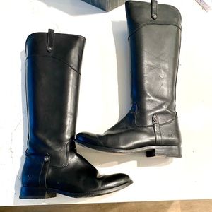 Black Leather Melissa Tab-Top Boot - Women